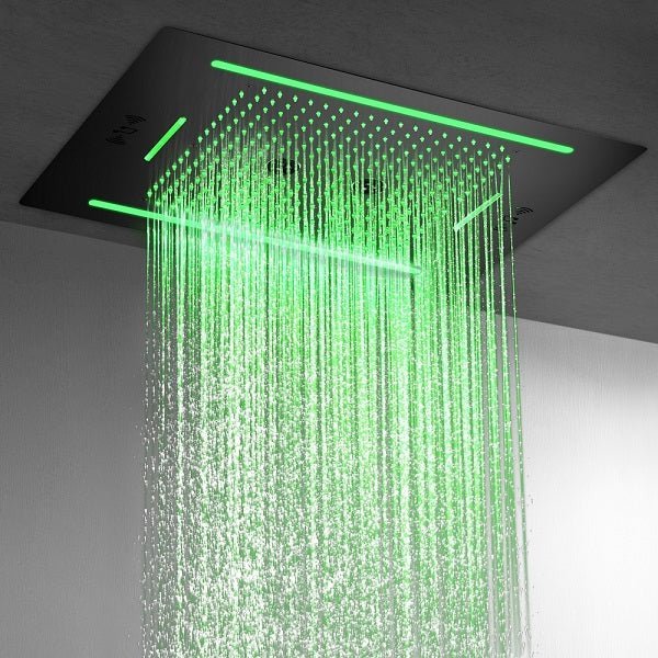 Cascada Florence 23"x31" Matte Black Music LED Shower Head - Cascada Showers