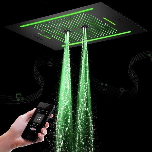 Cascada Florence 23"x31" Matte Black Music LED Shower Head - Cascada Showers