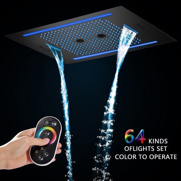 Cascada Florence 23"x31" Matte Black Music LED Shower Head - Cascada Showers