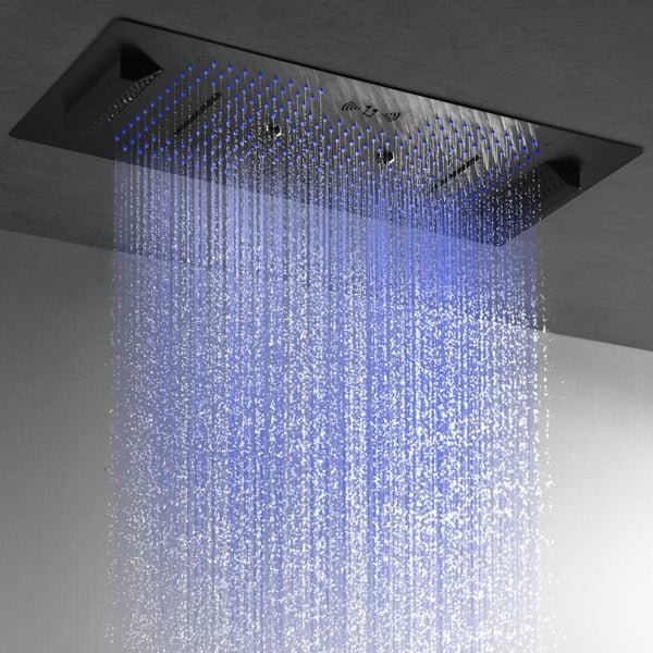 Cascada Genoa 16"x36" Matte Black Music LED Digital Shower System - Cascada Showers