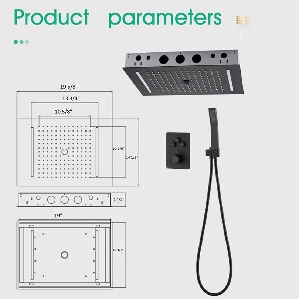 Cascada Genova 14"x20" Rainfall LED Shower Set - Cascada Showers
