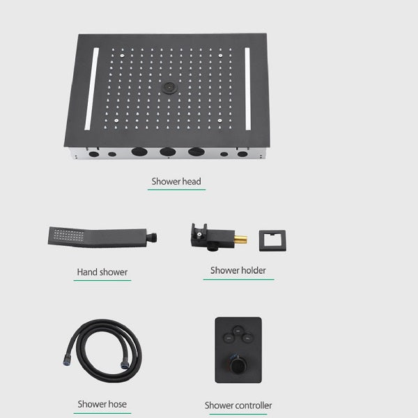 Cascada Genova 14"x20" Rainfall LED Shower Set - Cascada Showers