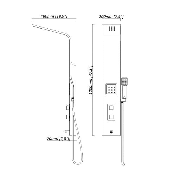Cascada Showers 47" Matt Black Indoor Shower Panel: Modern Luxury for Your Bathroom - Cascada Showers