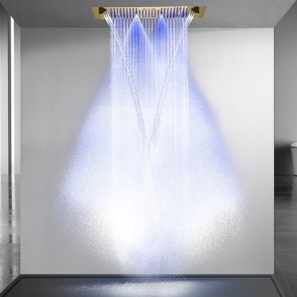 Cascada Verona 16"x36" Brushed Gold Music LED Shower System - Cascada Showers