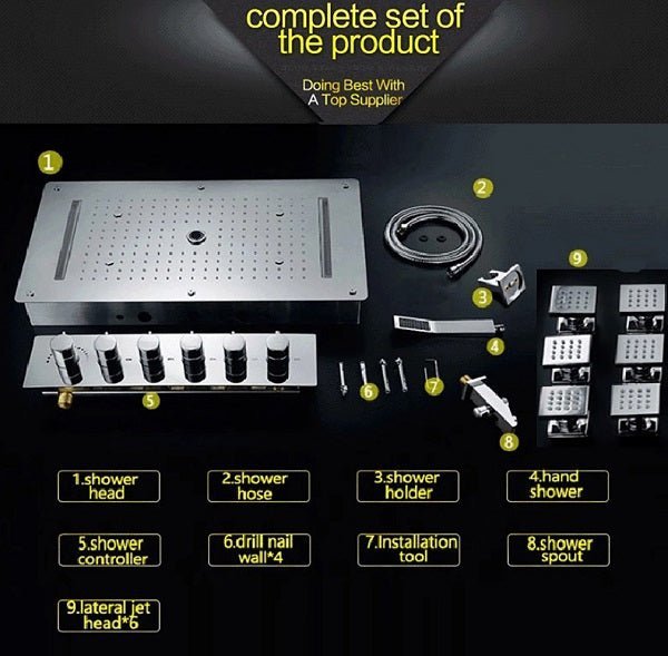 Cascada chrome finish shower set with hand shower and jets