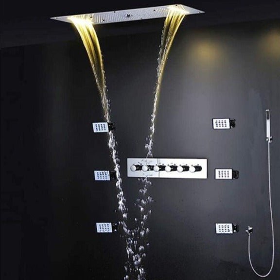 Cascada 15x28 smart LED rainfall shower head ceiling mount
