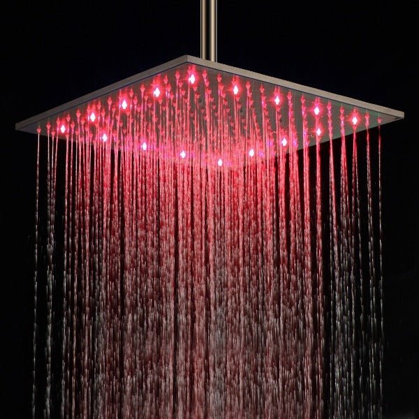 Cascada Luxury Bathroom Shower Set Rainfall LED Shower Head, Double-Function Valve, and Brass Handheld Shower showerhead system rain head shower handheld set complete led waterfall heads light rainfall square Double-Function Valve and Brass Handheld Shower Rain Shower System remote controller light bathroom set remote control color change Bathroom Shower Set