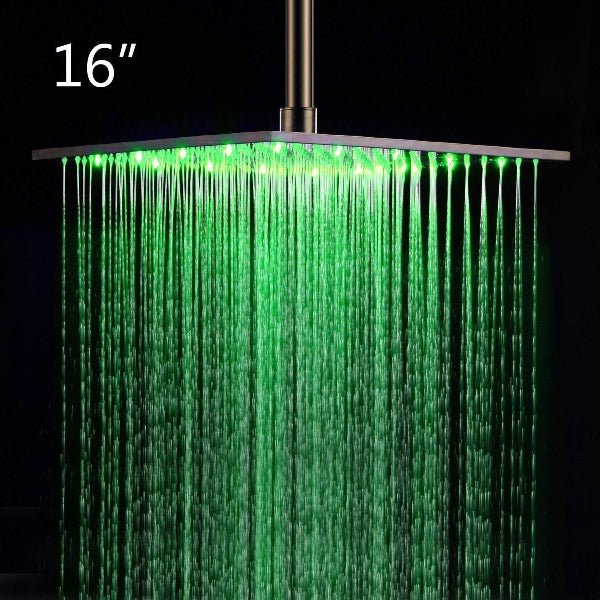 Cascada Luxury Bathroom Shower Set Rainfall LED Shower Head, Double-Function Valve, and Brass Handheld Shower showerhead system rain head shower handheld set complete led waterfall heads light rainfall square Double-Function Valve and Brass Handheld Shower Rain Shower System remote controller light bathroom set remote control color change Bathroom Shower Set