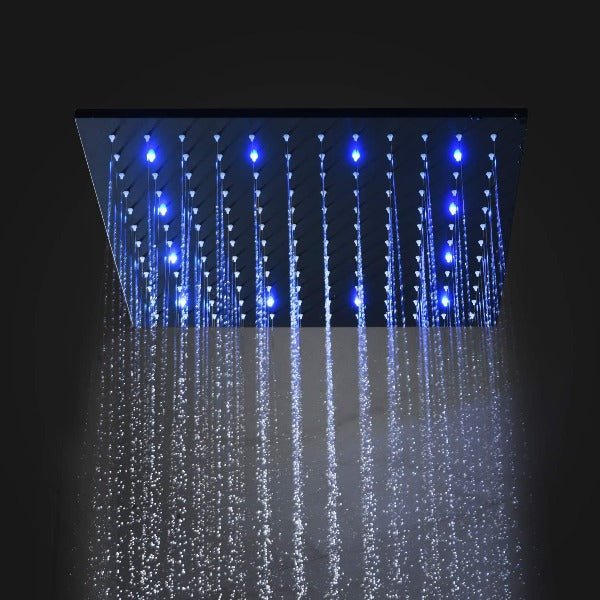 Cascada Luxury Bathroom Shower Set Rainfall LED Shower Head, Double-Function Valve, and Brass Handheld Shower showerhead system rain head shower handheld set complete led waterfall heads light rainfall square Double-Function Valve and Brass Handheld Shower Rain Shower System remote controller light bathroom set remote control color change Bathroom Shower Set