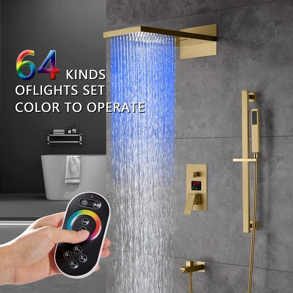 Bathroom Shower Set Accessories Faucet Panel Tap Hot and Cold Water Mixer LED Ceiling Shower Head Rainfall Waterfall Shower