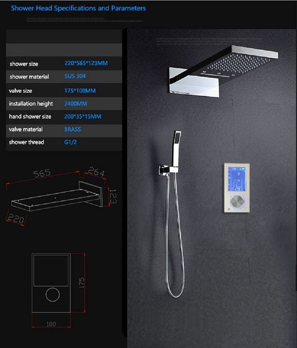 22” Rectangle LED Shower System with LCD touch screen.