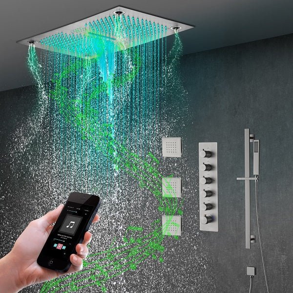 Cascada 16x28 Music LED Shower System front view