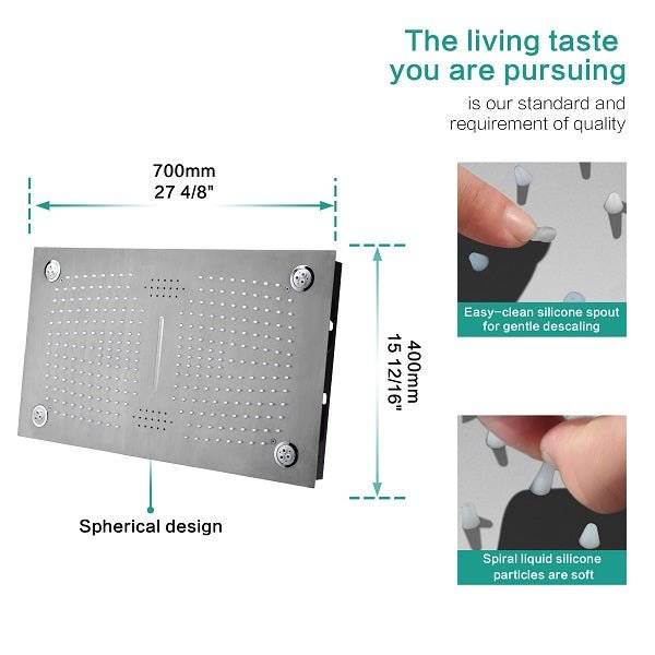 Mist spray outlet on luxury LED shower head