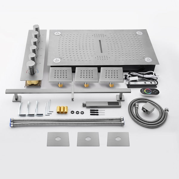 Stainless steel Music LED Shower System close-up