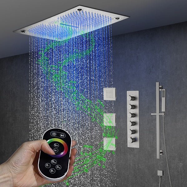 Matt black finish 16x28 LED shower head