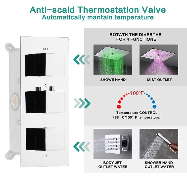 Cascada LED shower system; shower head; bathroom accessories; bathroom set; large shower head; shower system; LED shower head; shower head with handheld; wayfair Complete Shower System; LED shower system with built-in Bluetooth Speakers; multicolor LED built in Bluetooth speaker shower heads; music shower system; rain shower head; delta shower head; showerhead; black shower head; shower head with hose; shower hose; hand held shower head; shower head rainfall; rain shower head with handheld spray;