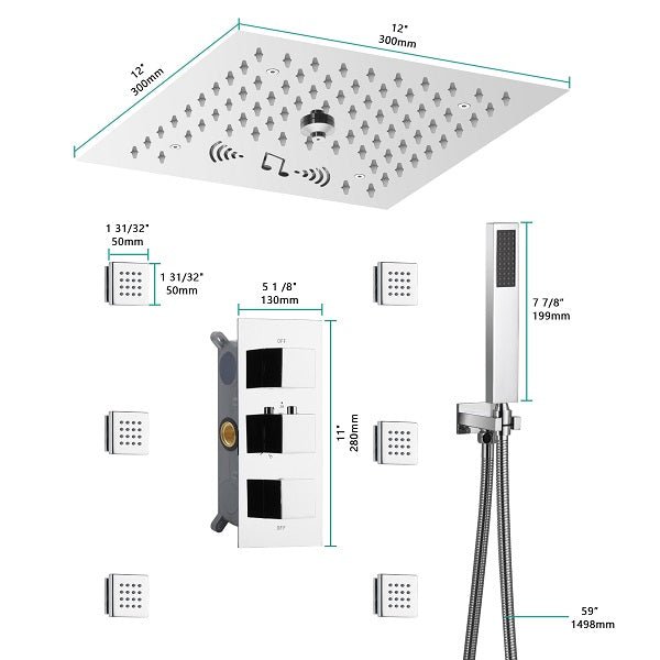 Cascada LED shower system; shower head; bathroom accessories; bathroom set; large shower head; shower system; LED shower head; shower head with handheld; wayfair Complete Shower System; LED shower system with built-in Bluetooth Speakers; multicolor LED built in Bluetooth speaker shower heads; music shower system; rain shower head; delta shower head; showerhead; black shower head; shower head with hose; shower hose; hand held shower head; shower head rainfall; rain shower head with handheld spray;