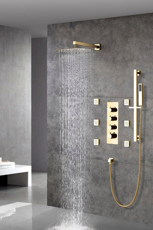 12 Brushed Nickel Rainfall Shower Combo Set Bathroom Tub Spout W/Handheld