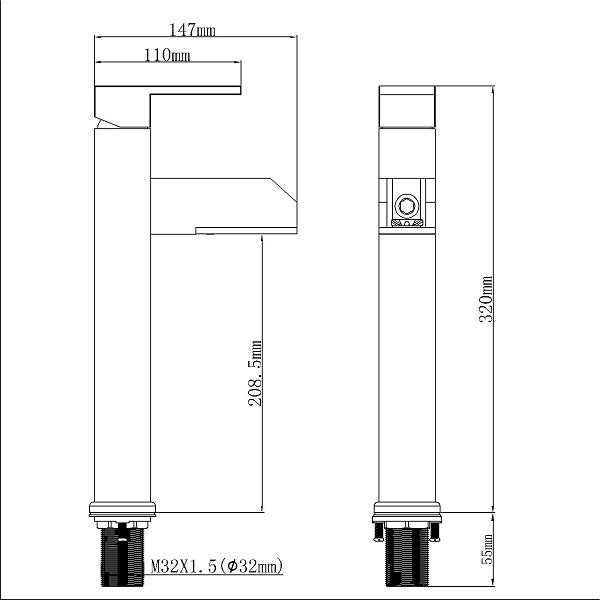 Color Changing LED Waterfall Vessel Faucet - Cascada Showers