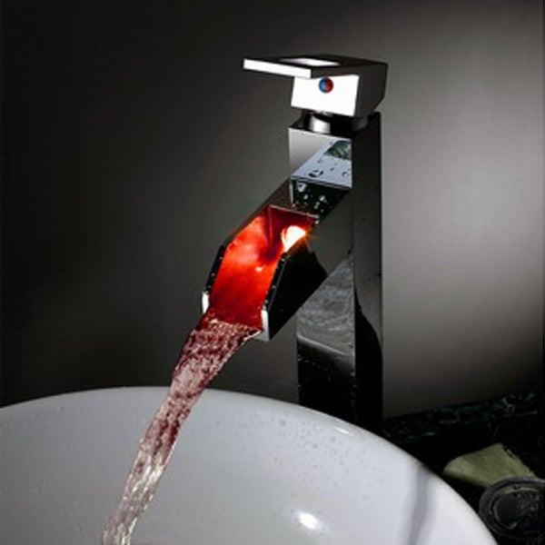 Color Changing LED Waterfall Vessel Faucet - Cascada Showers
