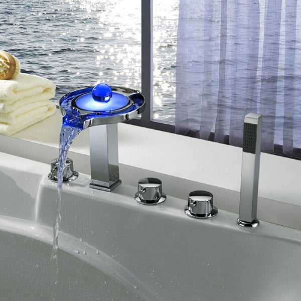 Deck Mounted Water Power LED Sink Faucet (Chrome Finish) - Cascada Showers