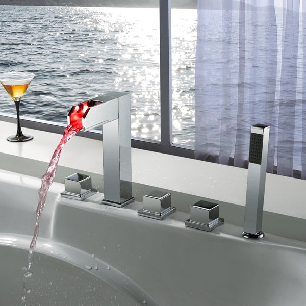 Deck Mounted Water Power LED Sink Faucet (Chrome Finish) - Cascada Showers