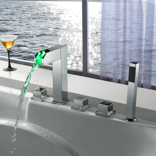 Deck Mounted Water Power LED Sink Faucet (Chrome Finish) - Cascada Showers