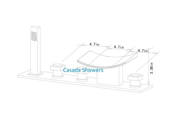 Deck Mounted Water Power Square LED Bathroom Sink Faucet - Cascada Showers