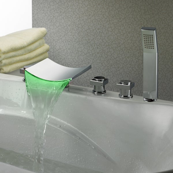 Deck Mounted Water Power Square LED Bathroom Sink Faucet - Cascada Showers