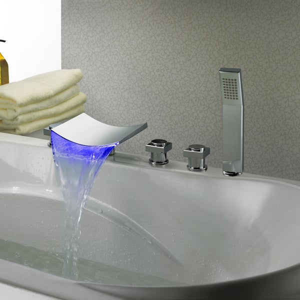 Deck Mounted Water Power Square LED Bathroom Sink Faucet - Cascada Showers
