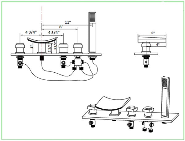 Deck Mounted Water Power Square LED Bathroom Sink Faucet - Cascada Showers