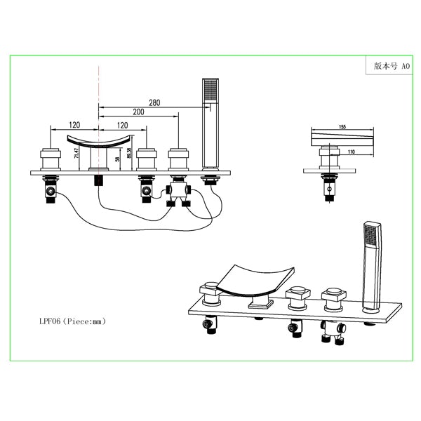 Deck Mounted Water Power Square LED Bathroom Sink Faucet - Cascada Showers