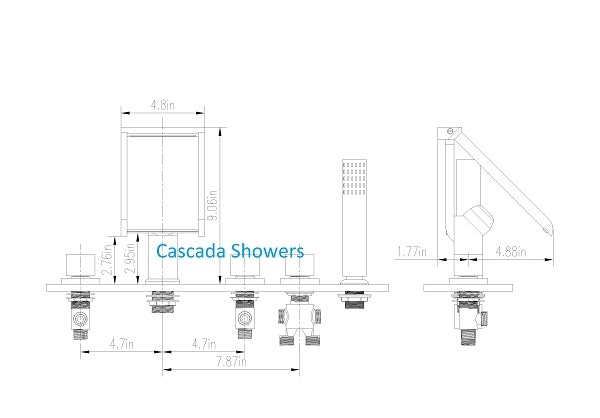 Deck Mounted Water Power Square LED Sink Faucet, Polished Chrome - Cascada Showers