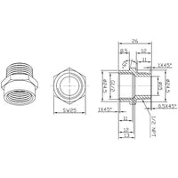 G Thread 1/2" Female to NPT Thread 1/2" Male Pipe Fitting Adapter - Cascada Showers