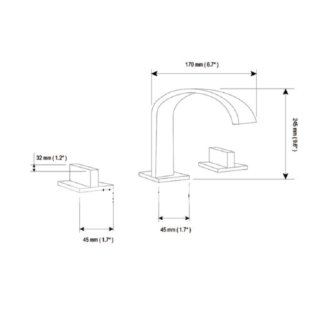 Cascada Classic Design Waterfall Bathroom Sink Faucet with 2 Square