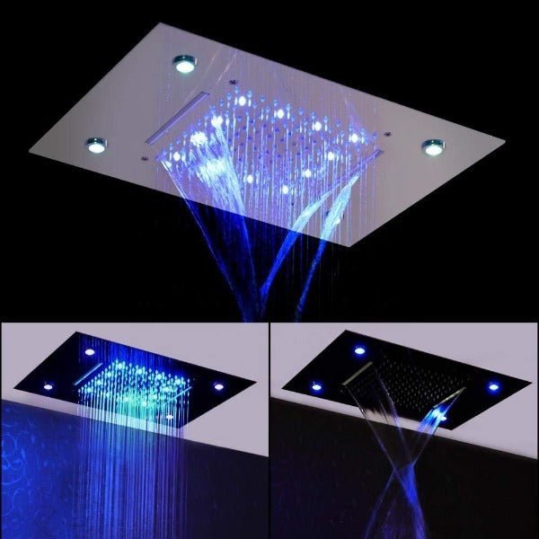 14"x20" recessed rainfall /waterfall LED shower head