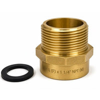 1 inch G female to 1 1/4 inch NPT male brass adapter with washer