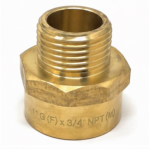 1 inch BSPP female to 3/4 inch NPT male brass plumbing adapter