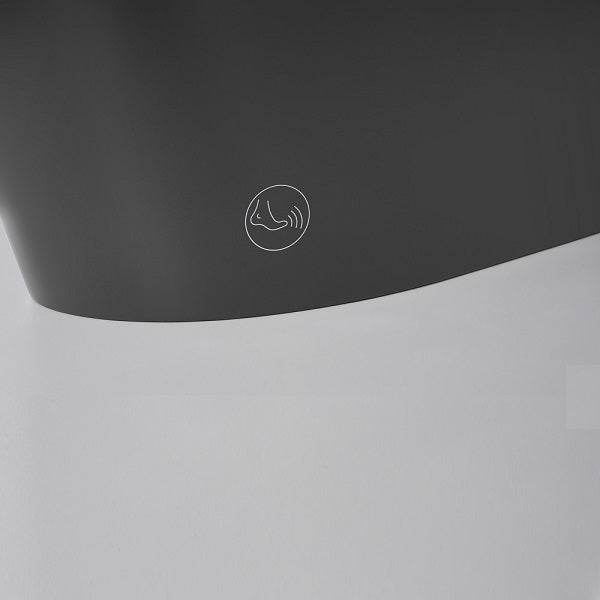 Foot sensor at base of matte gray Milano toilet for hands-free auto flush activation