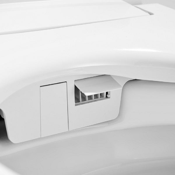 Illuminated LED temperature display on smart toilet showing real-time water heat reading