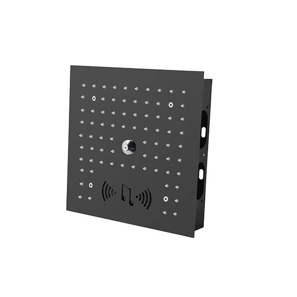 Matte black Cascada Royale recessed ceiling shower head — bold finish product shot on white background