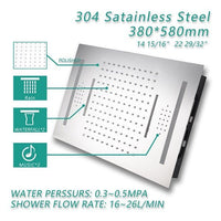 Dimension of Cascada Luxury 15” x 23” LED Music Shower System 