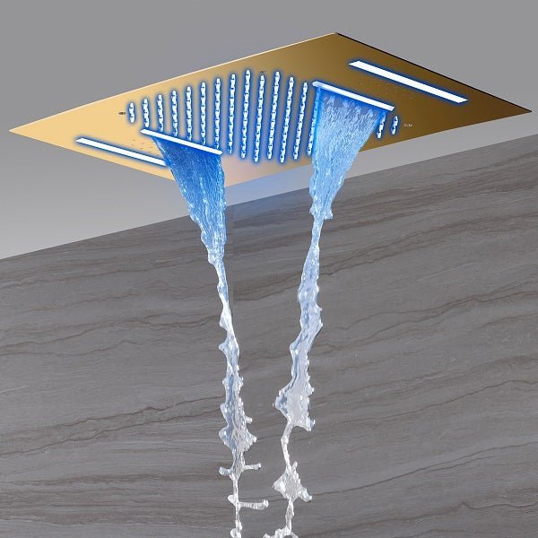 Waterfall function on the Serenity LED shower system