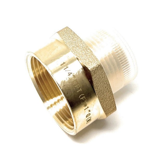 Side view of BSPP male to NPT female brass adapter