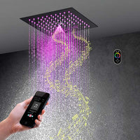 Teal and purple LED light cascading through spa mist — Cascada Royale creating a full atmosphere