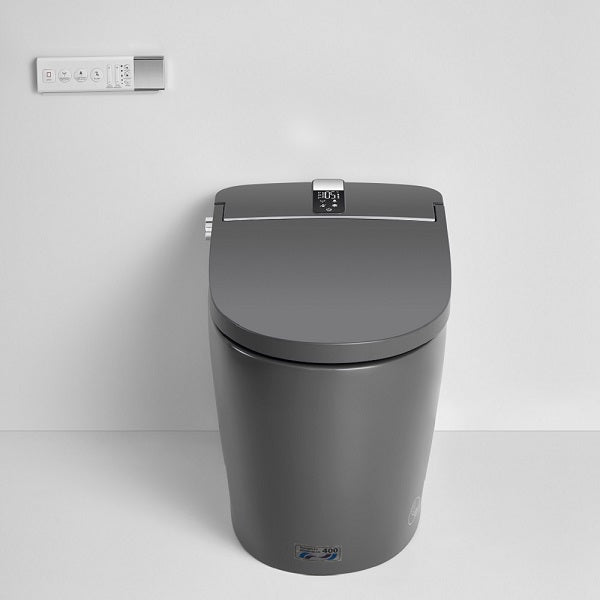 Cascada Milano matte gray smart toilet front view with modern architectural design