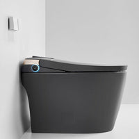 Smart toilet side view showing illuminated temperature display and Magic Knob control panel