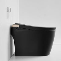 Smart toilet side view showing illuminated temperature display and Magic Knob control panel