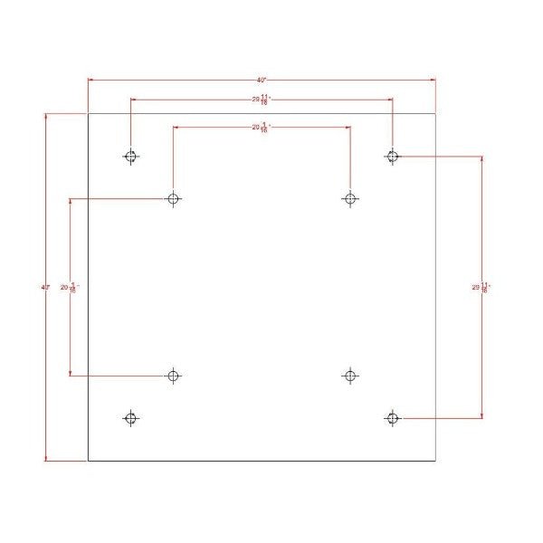 Square rainfall shower head dimensions and thickness detail