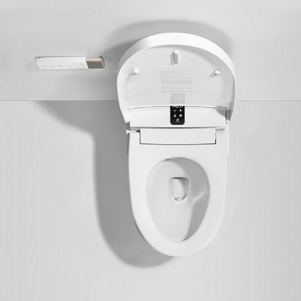 Top-down view of Milano smart toilet showing elongated bowl and stainless steel nozzle position